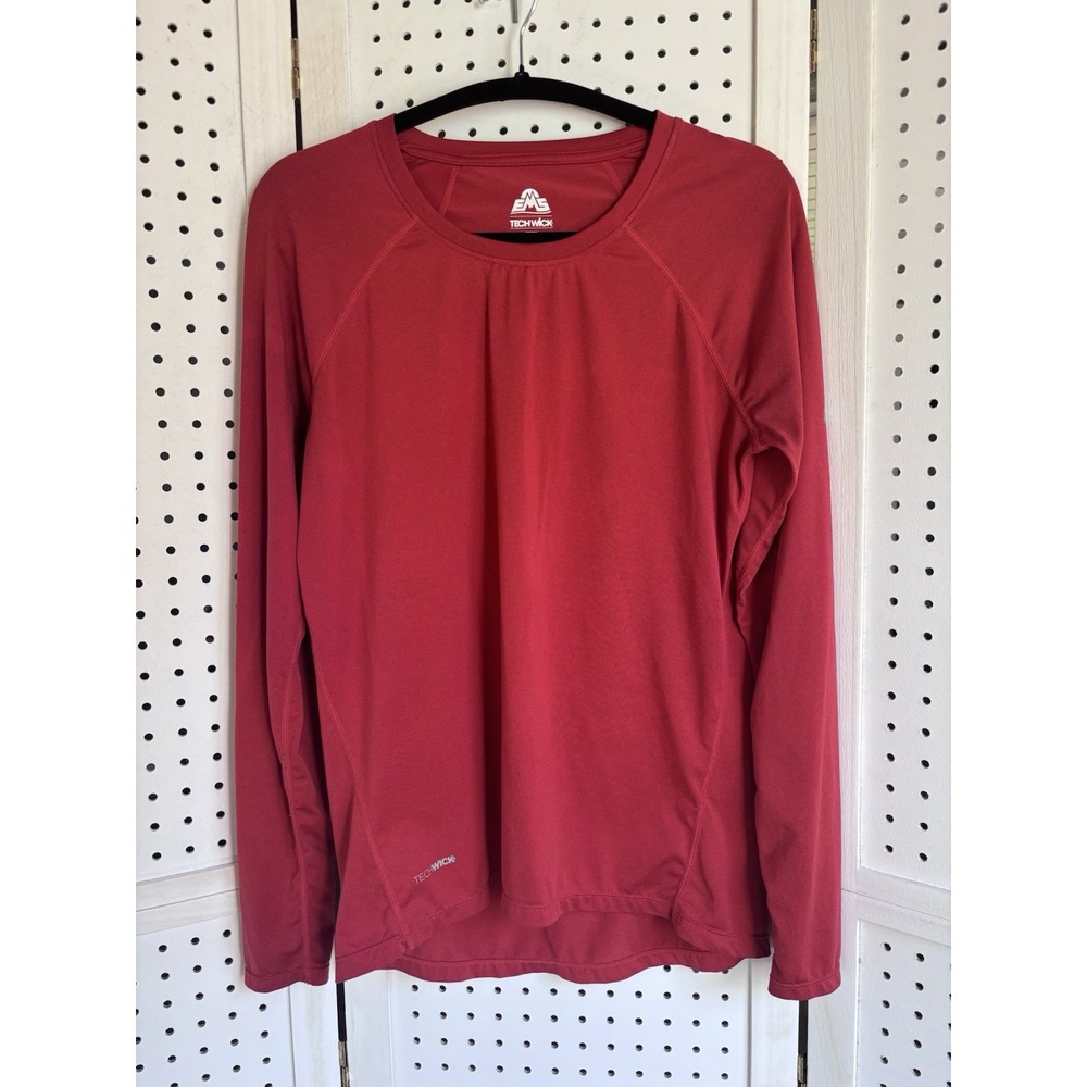 EMS Eastern Mountain Sports Tech Wick Women's Small Red Long SLV Active Tee